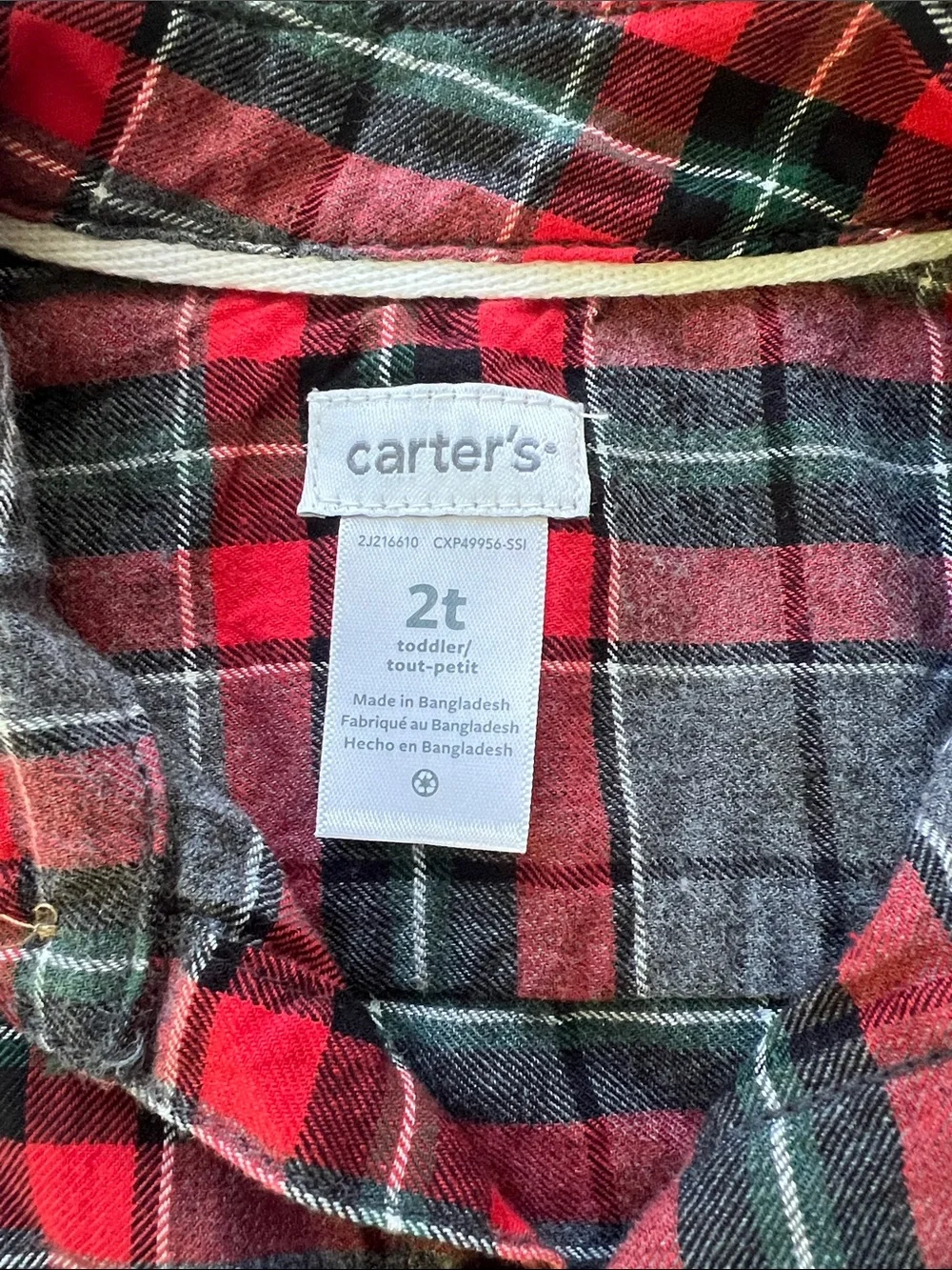 Carter's Red, Gray & Black Plaid Button-Down Shirt is
